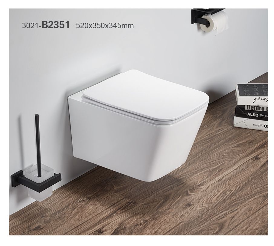 RICO B2351 WALL HUNG TOILET WITH SEAT&COVER 52X35X34.5 WHITE