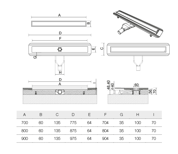 OLI 300312 FLOOR DRAIN OLIFILO STANDARD 80, STAINLESS STEEL (1)