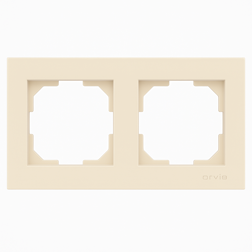 Beige Double-Gang Wall Plate Frame